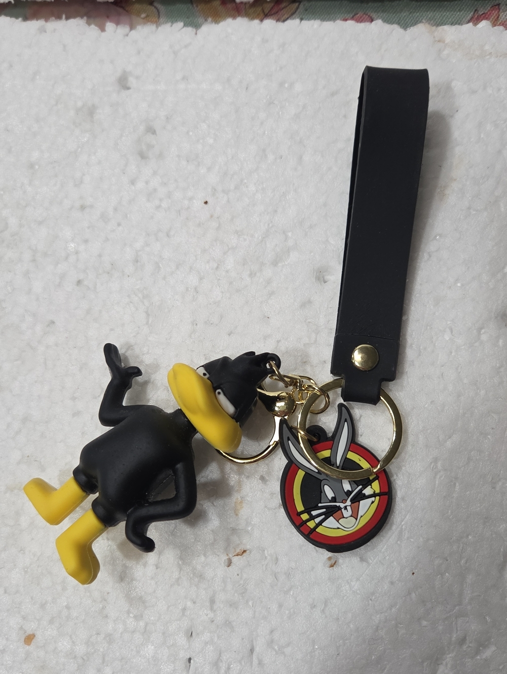 Looney Toons Duffy Duck Cartoon  Keychain with Bunny Charm